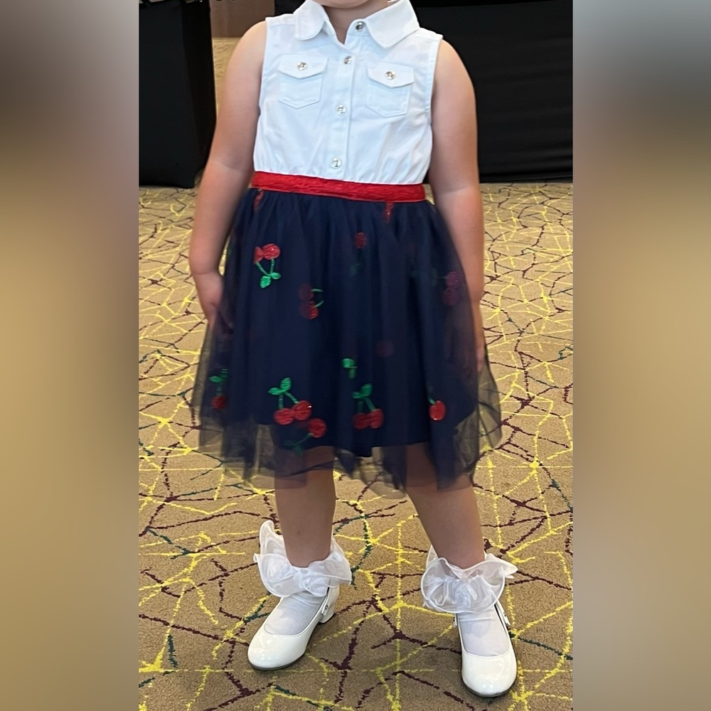Red and Navy Sunday Best dress - 5T